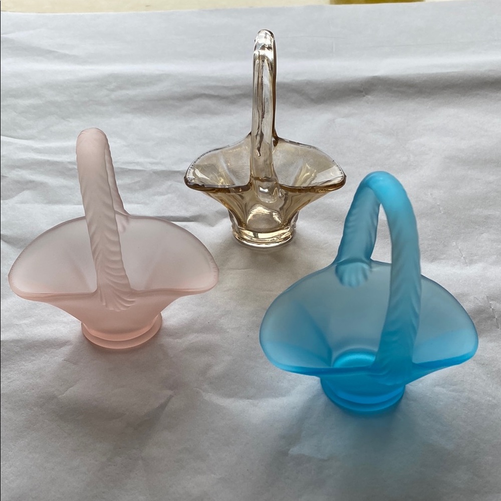 Set of Three Vintage Glass Baskets